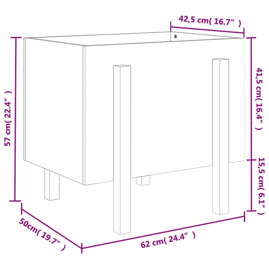 Ζαρντινιέρα Λευκή 62x50x57 εκ. από Μασίφ Ξύλο Πεύκου