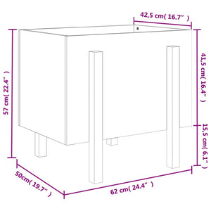 Ζαρντινιέρα Μαύρη 62x50x57 εκ. από Μασίφ Ξύλο Πεύκου