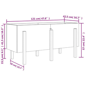 Ζαρντινιέρα Υπερυψωμένη 121 x 50 x 57 εκ. από Μασίφ Ξύλο Πεύκου - Pakobazaar