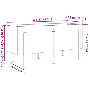 Ζαρντινιέρα Υπερυψωμένη 121x50x57 εκ. Μασίφ Ξύλο Ψευδοτσούγκας