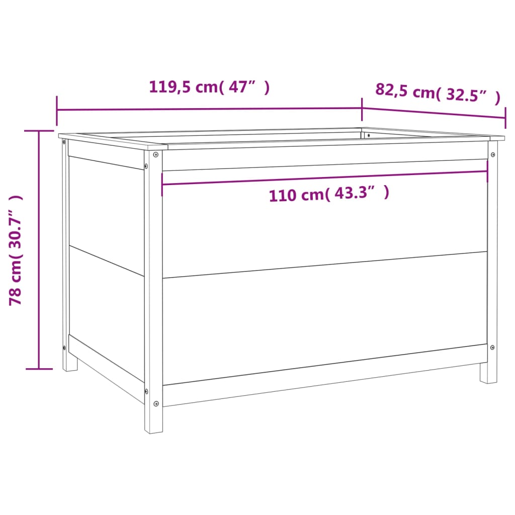 Ζαρντινιέρα Υπερυψωμένη 119,5x82,5x78 εκ. Μασίφ Ψευδοτσούγκας