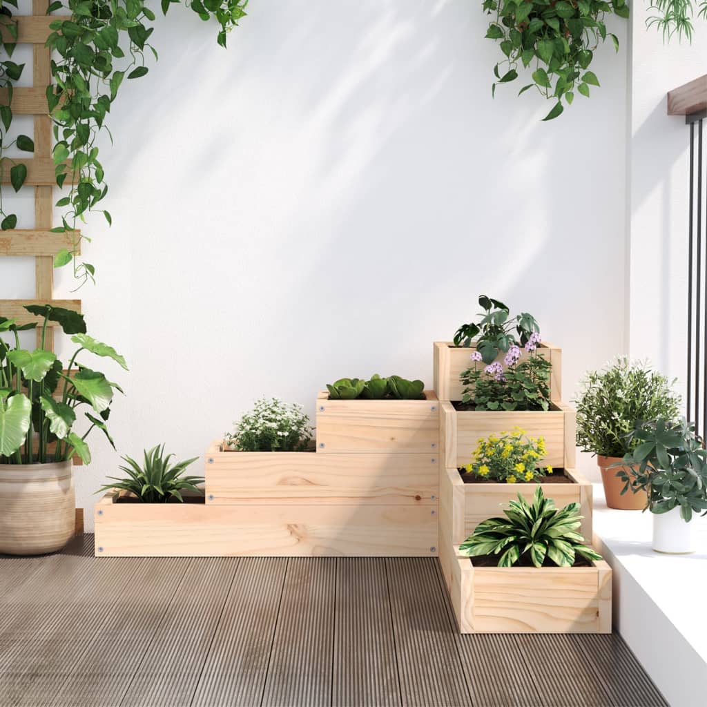 Ζαρντινέρα Κήπου 4 Επιπέδων 80,5x79x36 εκ. Μασίφ Ξύλο Πεύκου - Pakobazaar