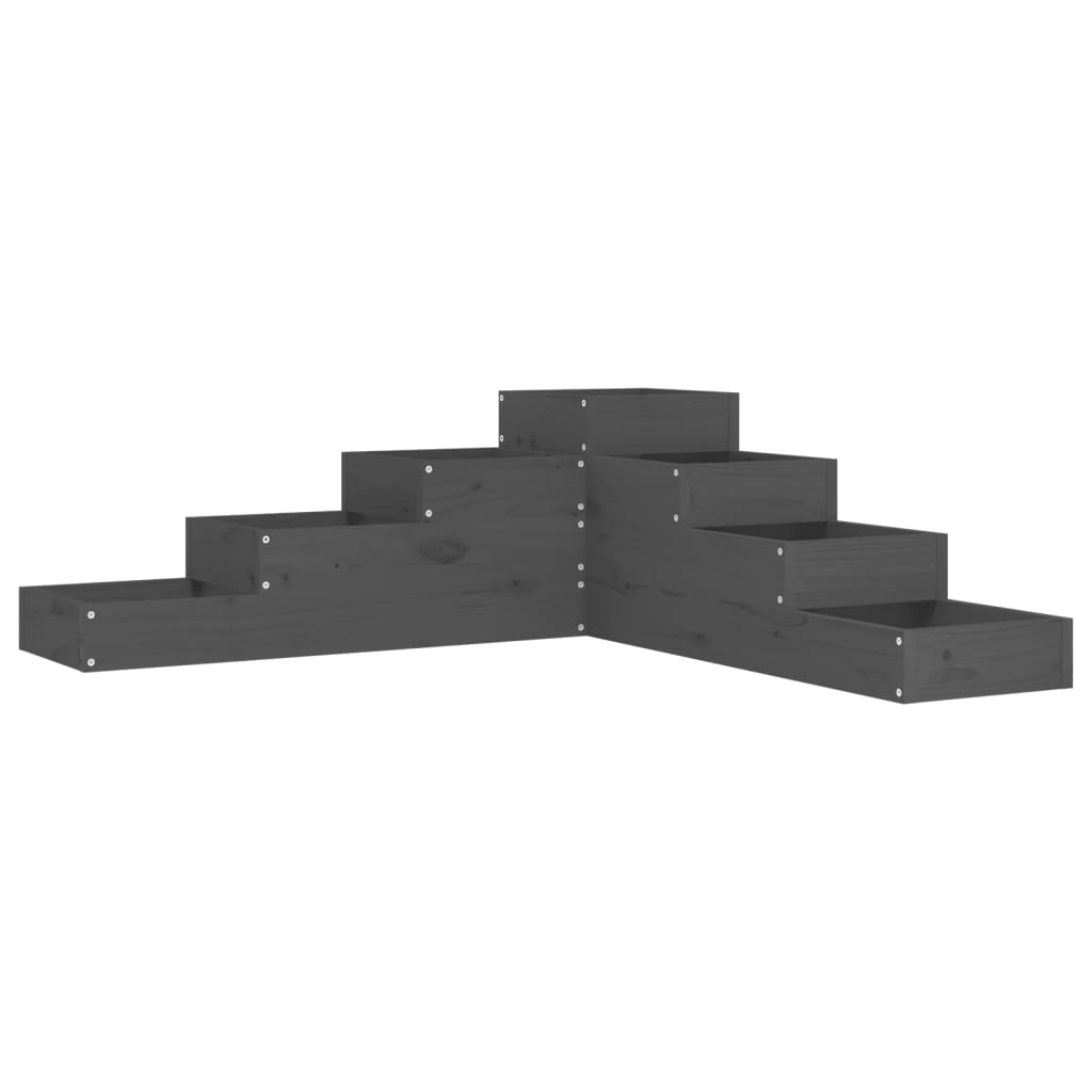 Ζαρντινιέρα 4 Επιπέδων Γκρι 106x104,5x36 εκ. Μασίφ Ξύλο Πεύκου