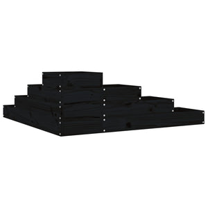 Ζαρντινιέρα 4 Επιπέδων Μαύρη 106x104,5x36 εκ. Μασίφ Ξύλο Πεύκου - Pakobazaar