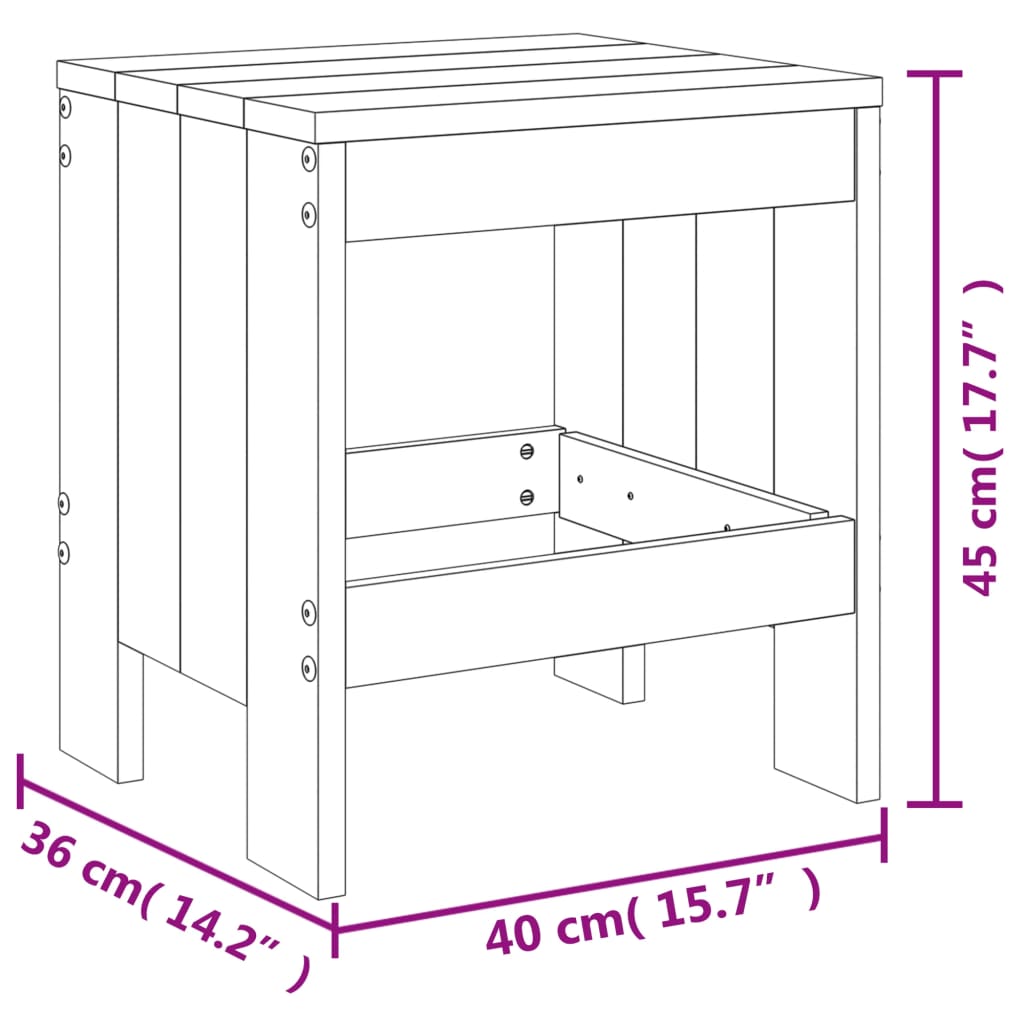 Σκαμπό Κήπου 2 τεμ. 40 x 36 x 45 εκ. από Μασίφ Ξύλο Πεύκου