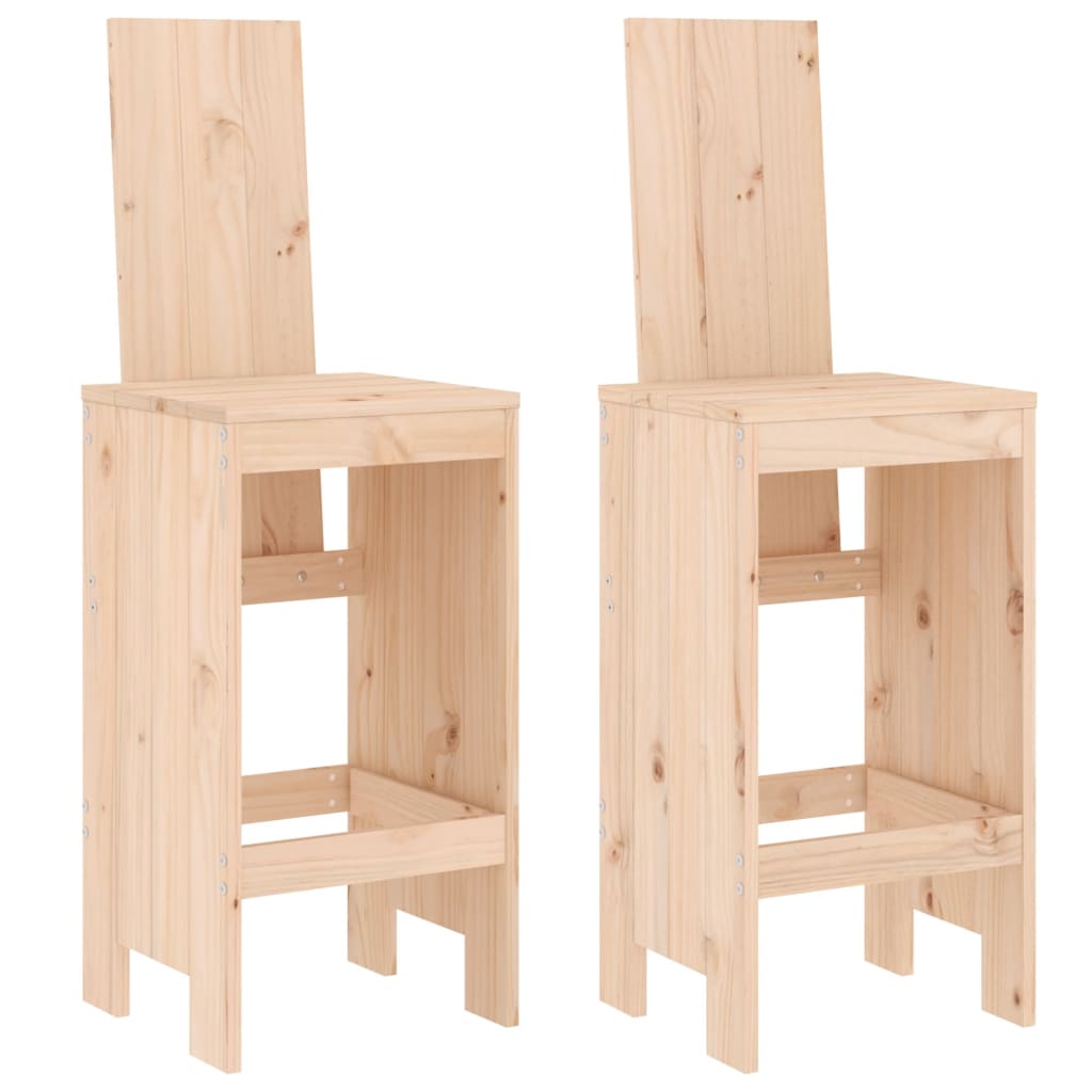 Σκαμπό Μπαρ 2 Τεμ. 40 x 42 x 120 εκ. από Μασίφ Ξύλο Πεύκου - Pakobazaar