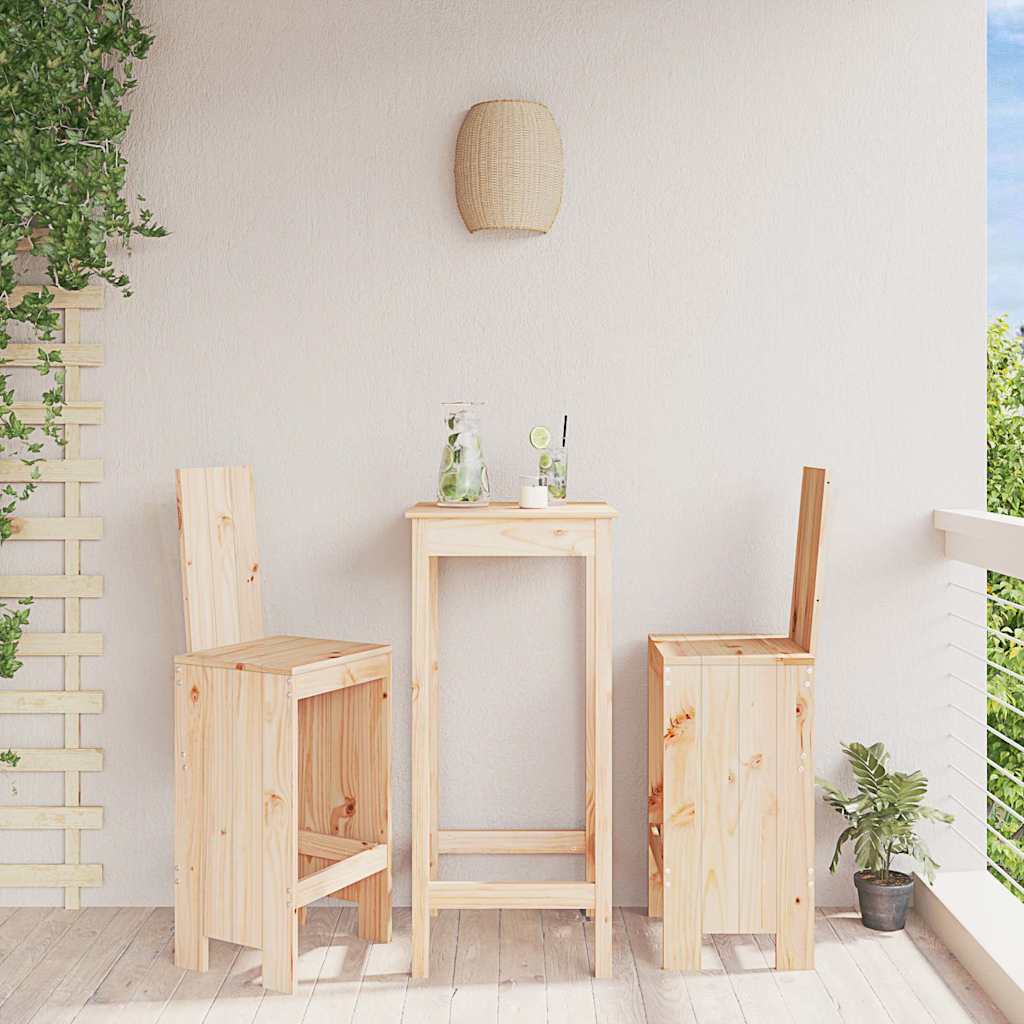 Σκαμπό Μπαρ 2 Τεμ. 40 x 42 x 120 εκ. από Μασίφ Ξύλο Πεύκου - Pakobazaar