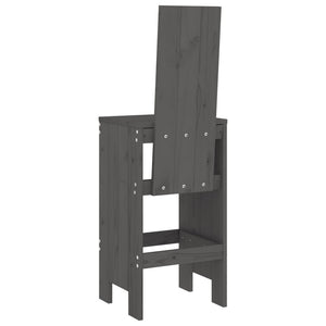 Σκαμπό Μπαρ 2 Τεμ. Γκρι 40 x 42 x 120 εκ. από Μασίφ Ξύλο Πεύκου - Pakobazaar