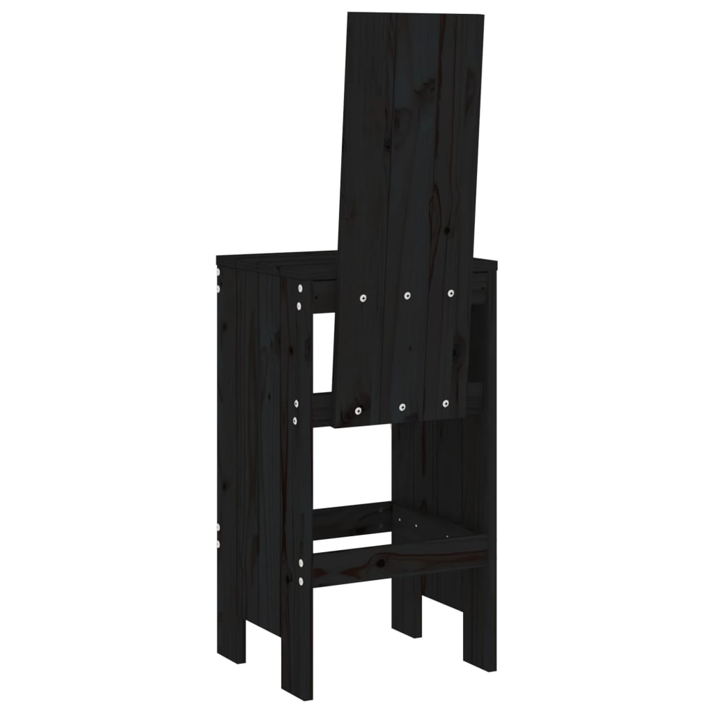 Σκαμπό Μπαρ 2 Τεμ. Μαύρα 40x42x120 εκ. από Μασίφ Ξύλο Πεύκου - Pakobazaar