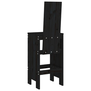 Σκαμπό Μπαρ 2 Τεμ. Μαύρα 40x42x120 εκ. από Μασίφ Ξύλο Πεύκου - Pakobazaar