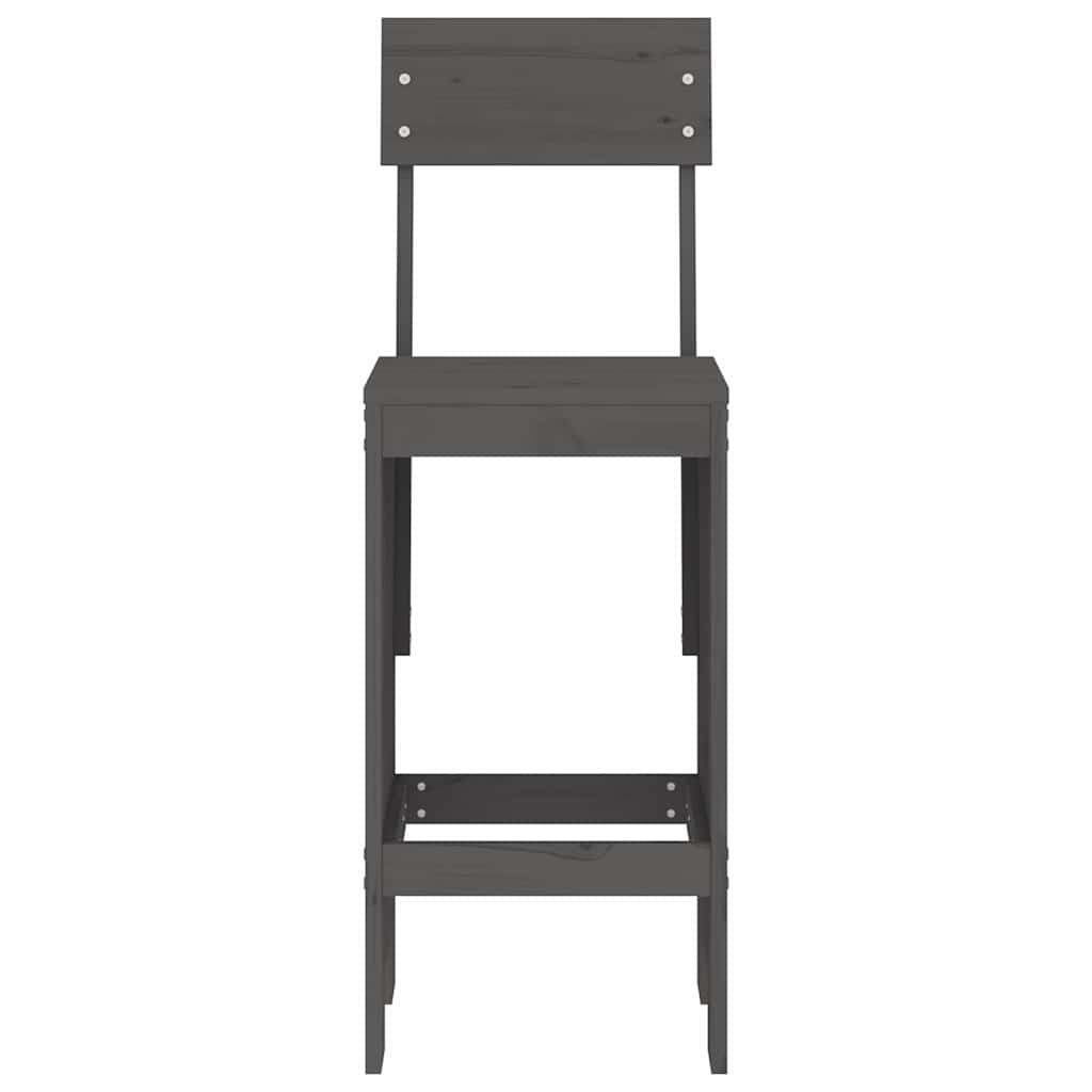 Σκαμπό Μπαρ 2 τεμ. Γκρι 40 x 48,5 x 115,5εκ. Μασίφ Ξύλο Πεύκου - Pakobazaar