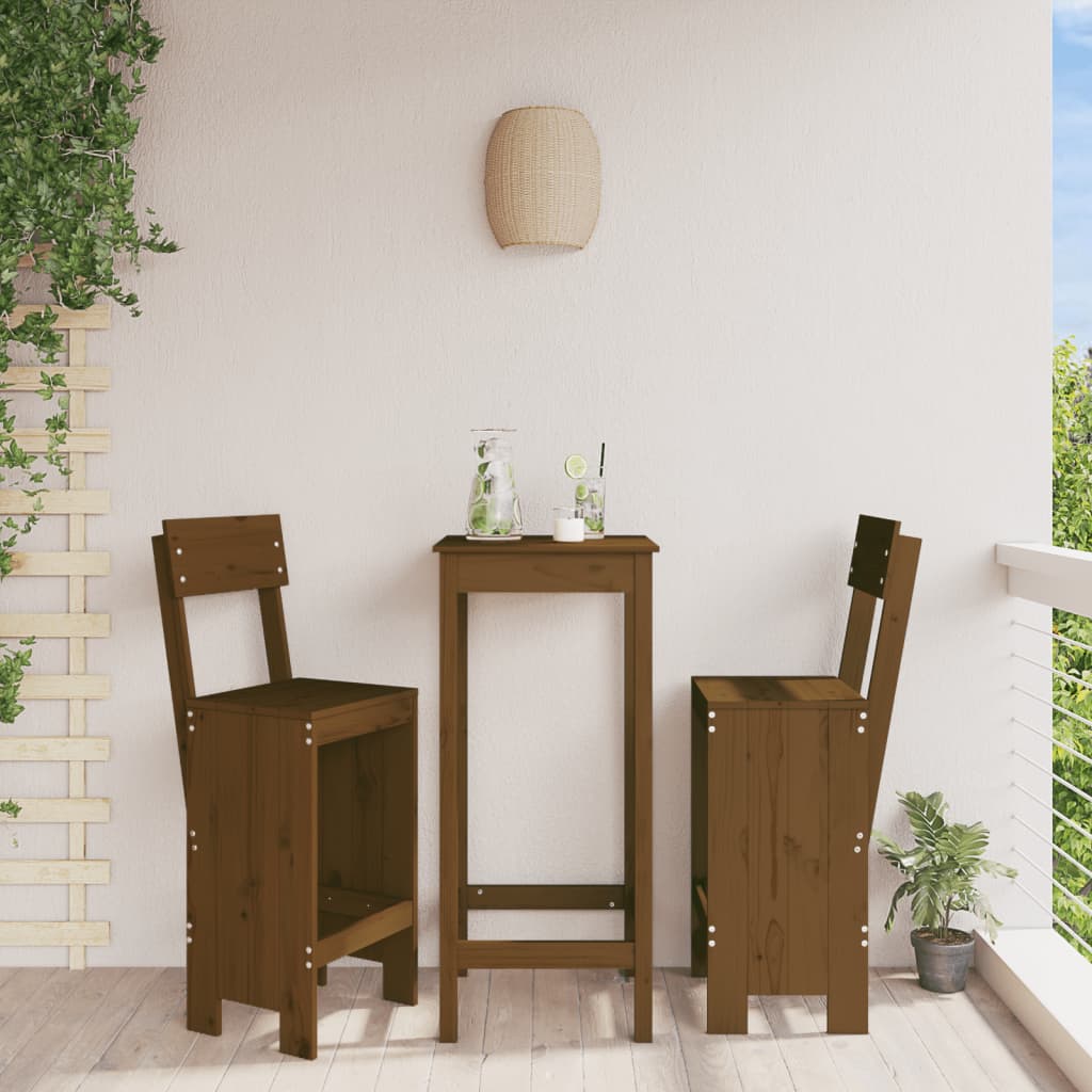 Σκαμπό Μπαρ 2 τεμ. Μελί 40x48,5x115,5 εκ. από Μασίφ Ξύλο Πεύκου - Pakobazaar