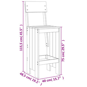 Σκαμπό Μπαρ 2 τεμ. Μαύρα 40 x 48,5 x 115,5εκ. Μασίφ Ξύλο Πεύκου - Pakobazaar