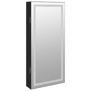 Έπιπλο Κοσμημάτων με Καθρέφτη/LED Φώτα Επιτοίχιο Μαύρο
