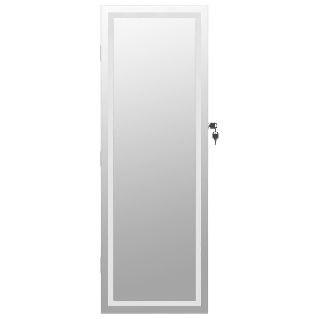 Έπιπλο Κοσμημάτων με Καθρέφτη/LED Φώτα Επιτοίχιο Λευκό