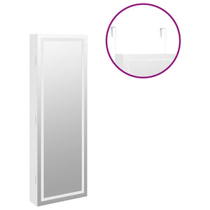 Έπιπλο Κοσμημάτων με Καθρέφτη/LED Φώτα Επιτοίχιο Λευκό