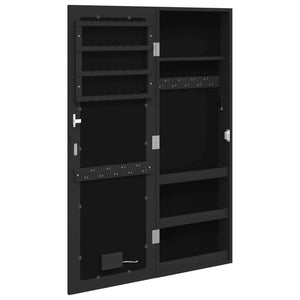 Έπιπλο Κοσμημάτων με Καθρέφτη/LED Φώτα Επιτοίχιο Μαύρο