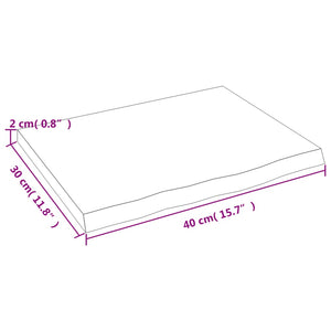 Ράφι Τοίχου 40 x 30 x 2 εκ. από Ακατέργαστο Μασίφ Ξύλο Δρυός