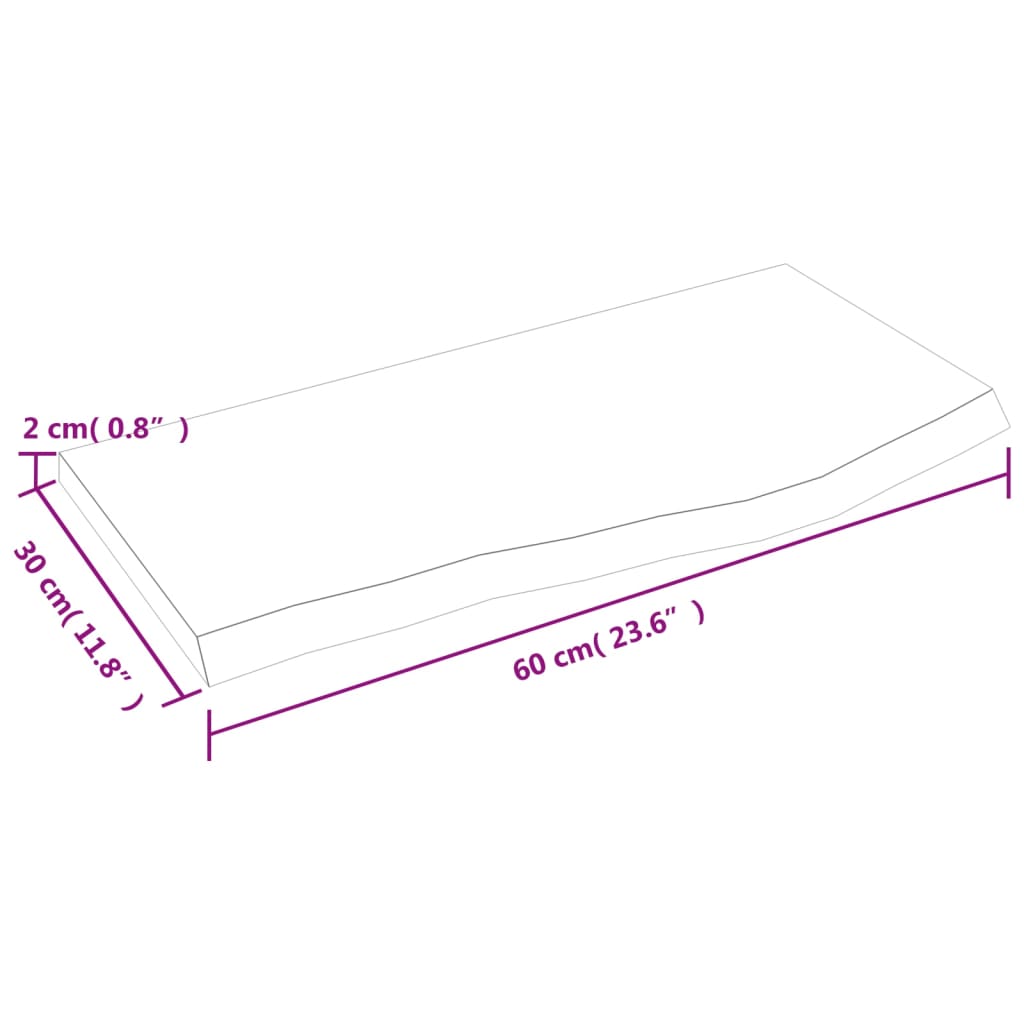 Ράφι Τοίχου 60 x 30 x 2 εκ. από Ακατέργαστο Μασίφ Ξύλο Δρυός