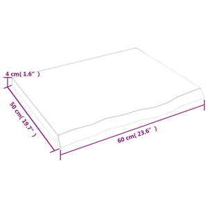 Ράφι Τοίχου 60x50x(2-4) εκ. από Ακατέργαστο Μασίφ Ξύλο Δρυός
