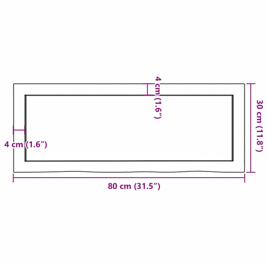 Ράφι Τοίχου 80x30x(2-6) εκ. από Ακατέργαστο Μασίφ Ξύλο Δρυός