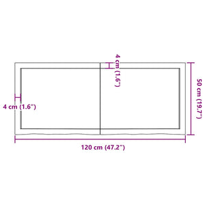 Ράφι Τοίχου 120x50x(2-4) εκ. από Ακατέργαστο Μασίφ Ξύλο Δρυός