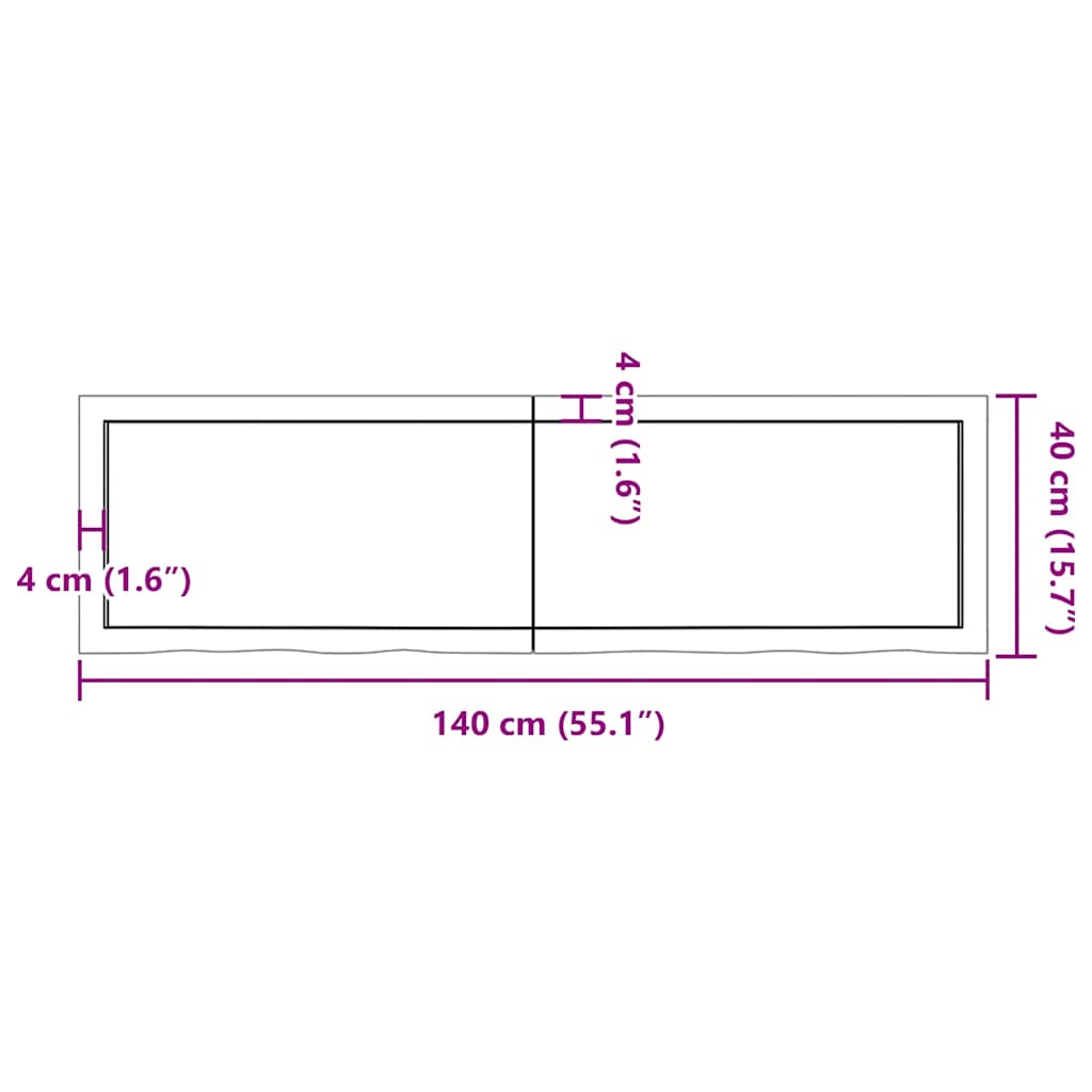 Ράφι Τοίχου 140x40x(2-4) εκ. από Ακατέργαστο Μασίφ Ξύλο Δρυός