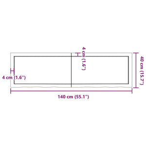 Ράφι Τοίχου 140x40x(2-4) εκ. από Ακατέργαστο Μασίφ Ξύλο Δρυός