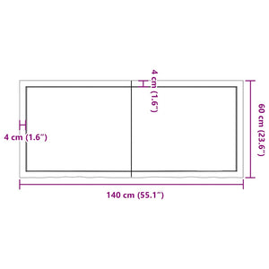 Ράφι Τοίχου 140x60x(2-6) εκ. από Ακατέργαστο Μασίφ Ξύλο Δρυός