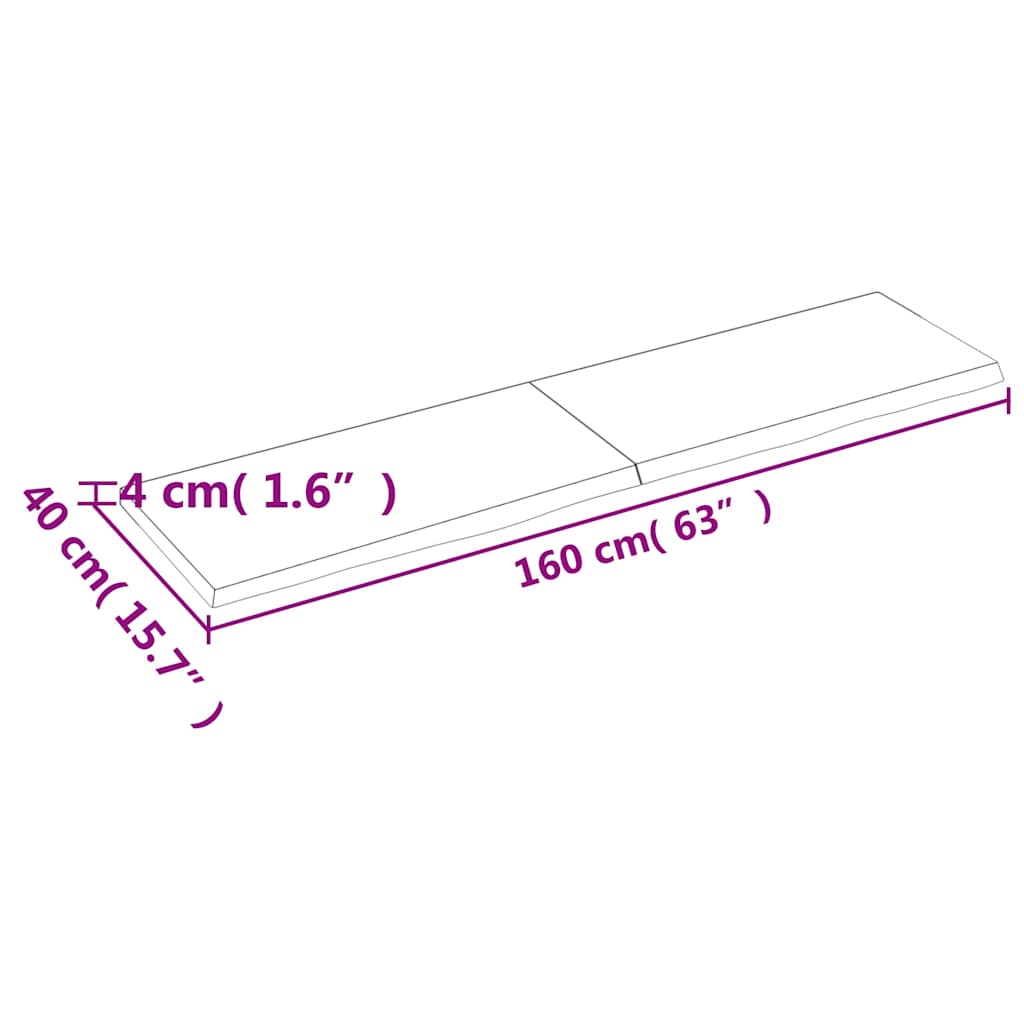 Ράφι Τοίχου 160x40x(2-4) εκ. από Ακατέργαστο Μασίφ Ξύλο Δρυός