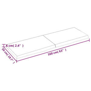Ράφι Τοίχου 160x50x(2-6) εκ. από Ακατέργαστο Μασίφ Ξύλο Δρυός