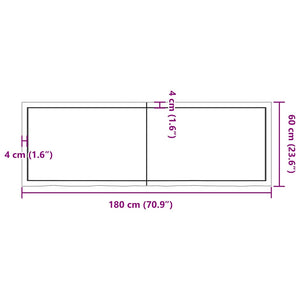 Ράφι Τοίχου 180x60x(2-4) εκ. από Ακατέργαστο Μασίφ Ξύλο Δρυός