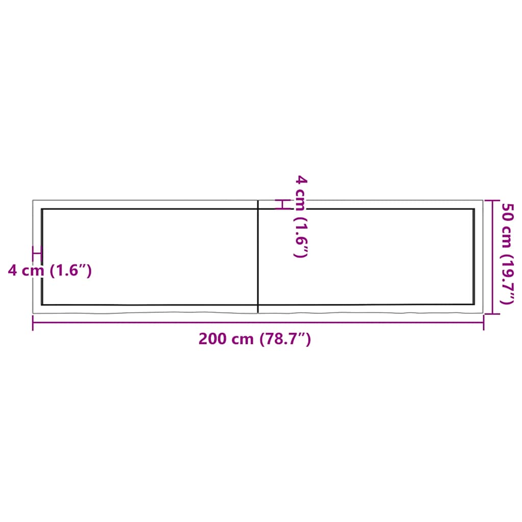 Ράφι Τοίχου 200x50x(2-6) εκ. από Ακατέργαστο Μασίφ Ξύλο Δρυός