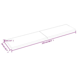 Ράφι Τοίχου 220x50x(2-4) εκ. από Ακατέργαστο Μασίφ Ξύλο Δρυός