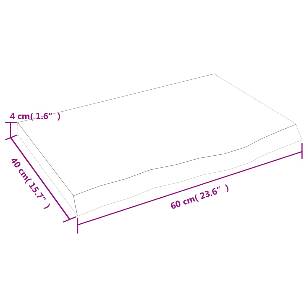 Ράφι Τοίχου Ανοιχτό Καφέ 60x40x(2-4)εκ. Επεξ. Μασίφ Ξύλο Δρυός