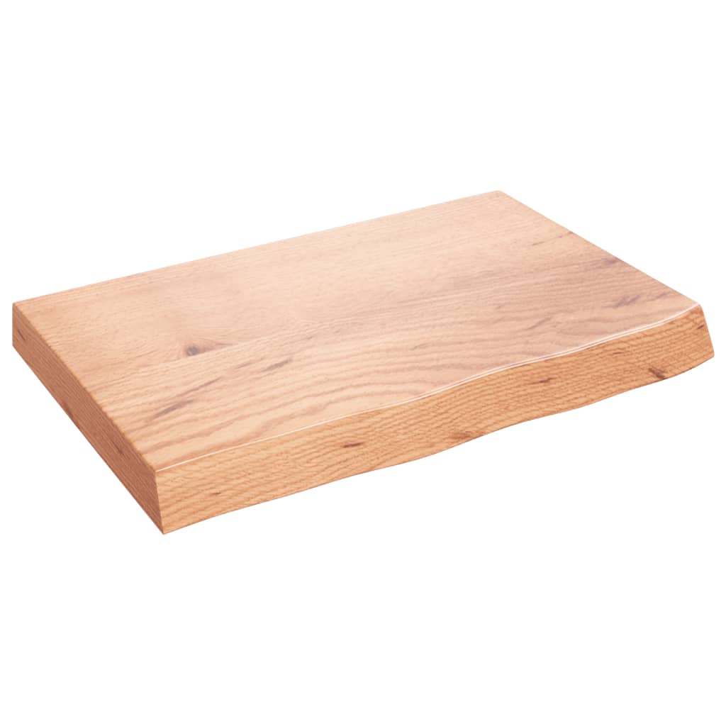 Ράφι Τοίχου Ανοιχτό Καφέ 60x40x(2-6)εκ. Επεξ. Μασίφ Ξύλο Δρυός