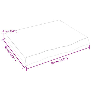 Ράφι Τοίχου Ανοιχτό Καφέ 60x50x(2-6)εκ. Επεξ. Μασίφ Ξύλο Δρυός