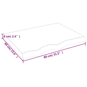 Ράφι Τοίχου Ανοιχτό Καφέ 80x60x(2-6)εκ. Επεξ. Μασίφ Ξύλο Δρυός