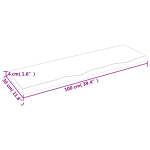 Ράφι Τοίχου Ανοιχτό Καφέ 100x30x(2-4)εκ. Επεξ. Μασίφ Ξύλο Δρυός