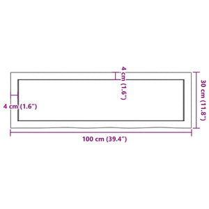 Ράφι Τοίχου Ανοιχτό Καφέ 100x30x(2-4)εκ. Επεξ. Μασίφ Ξύλο Δρυός
