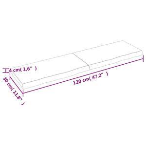 Ράφι Τοίχου Ανοιχτό Καφέ 120x30x(2-4)εκ. Επεξ. Μασίφ Ξύλο Δρυός