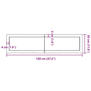 Ράφι Τοίχου Ανοιχτό Καφέ 120x30x(2-4)εκ. Επεξ. Μασίφ Ξύλο Δρυός