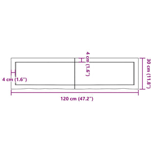 Ράφι Τοίχου Ανοιχτό Καφέ 120x30x(2-6)εκ. Επεξ. Μασίφ Ξύλο Δρυός