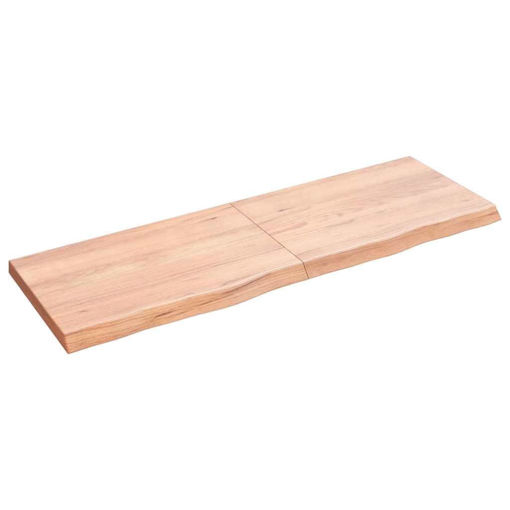 Ράφι Τοίχου Ανοιχτό Καφέ 120x40x(2-4)εκ. Επεξ. Μασίφ Ξύλο Δρυός
