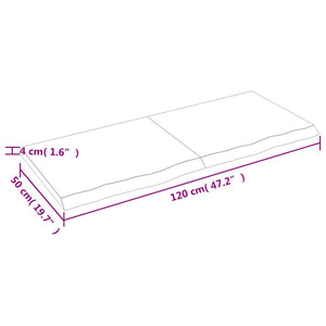 Ράφι Τοίχου Ανοιχτό Καφέ 120x50x(2-4)εκ. Επεξ. Μασίφ Ξύλο Δρυός - Pakobazaar