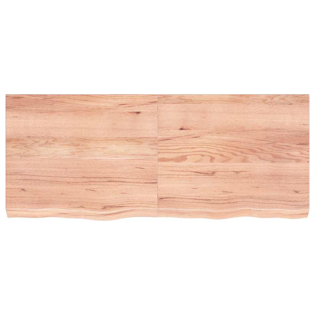 Ράφι Τοίχου Ανοιχτό Καφέ 120x50x(2-6)εκ. Επεξ. Μασίφ Ξύλο Δρυός