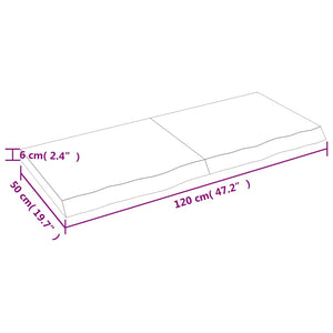 Ράφι Τοίχου Ανοιχτό Καφέ 120x50x(2-6)εκ. Επεξ. Μασίφ Ξύλο Δρυός