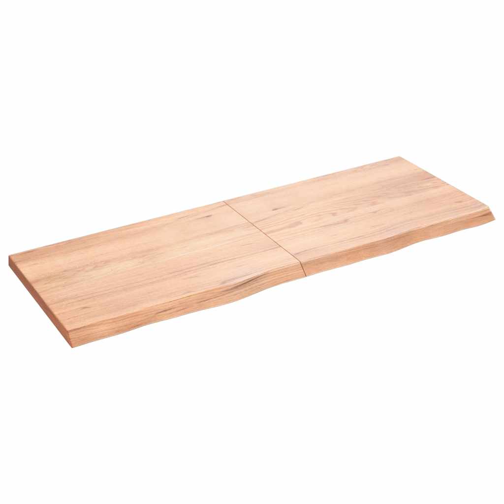 Ράφι Τοίχου Ανοιχτό Καφέ 140x50x(2-4)εκ. Επεξ. Μασίφ Ξύλο Δρυός