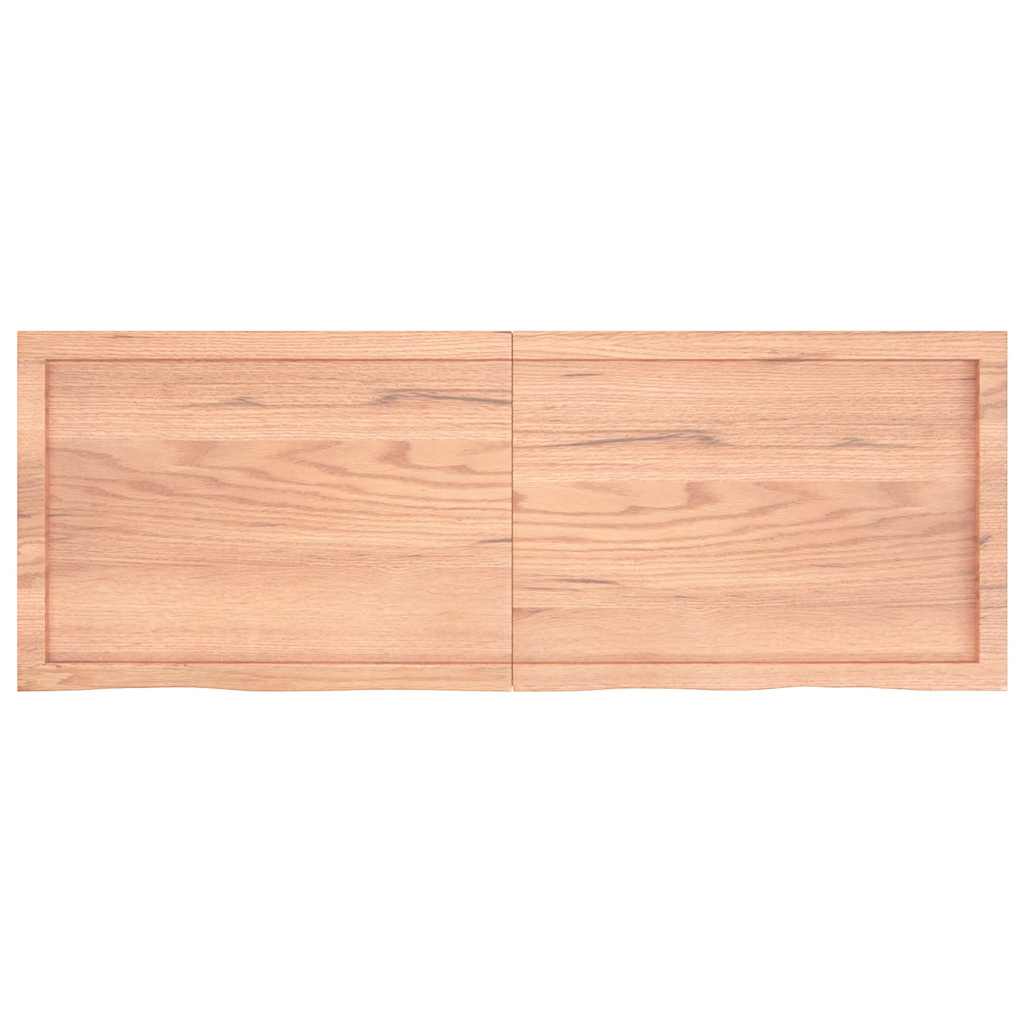 Ράφι Τοίχου Ανοιχτό Καφέ 140x50x(2-4)εκ. Επεξ. Μασίφ Ξύλο Δρυός