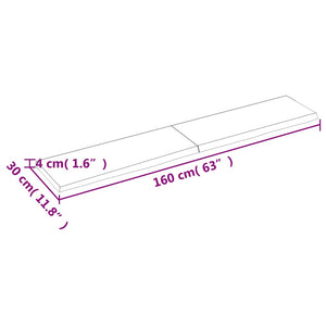 Ράφι Τοίχου Ανοιχτό Καφέ 160x30x(2-4)εκ. Επεξ. Μασίφ Ξύλο Δρυός